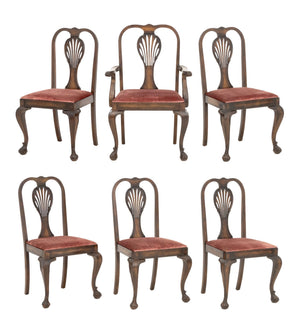 Chippendale Style Mahogany Dining Chairs, 6