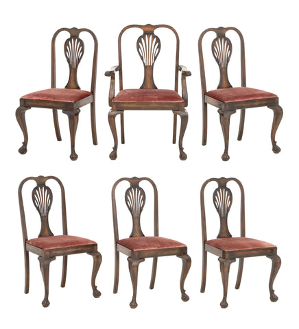 Chippendale Style Mahogany Dining Chairs, 6