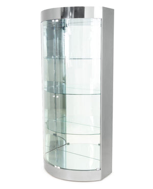 Modern Illuminated Chrome & Glass Cabinet
