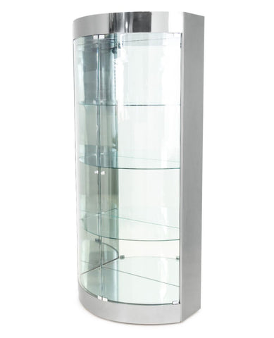 Modern Illuminated Chrome & Glass Cabinet