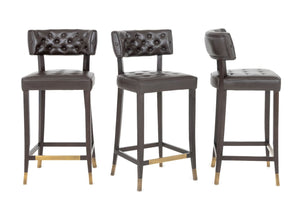 Brabbu Chocolate Leather Bar Stools, 3