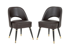Mid-Century Modern Style Leather Chairs, Pair