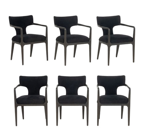 Restoration Hardware Black Dining Chairs, 6