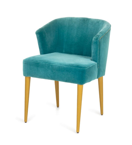 Brabbu Blue Velvet Upholstered Side Chair
