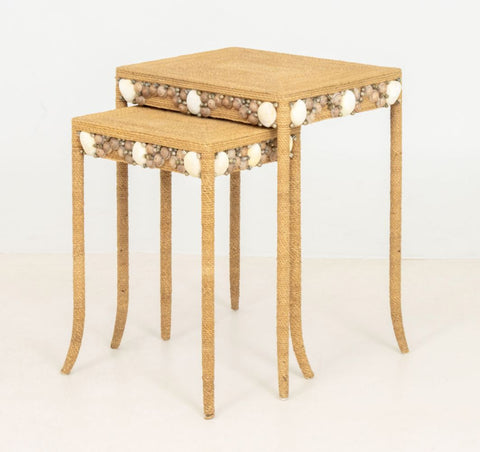 Modern Seagrass and Shell Nesting Tables, 2