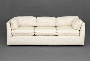 Modern Geometric Linen Upholstered 3-Seat Sofa