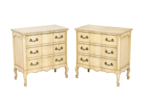 French Provincial Style Painted Nightstands, Pair