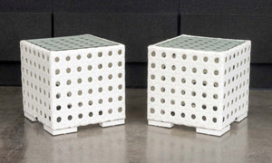 Skyline Design Glass Top Side Tables, Pair
