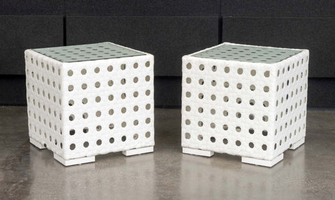 Skyline Design Glass Top Side Tables, Pair