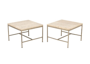 Paul McCobb Travertine Top Side Tables, Pair