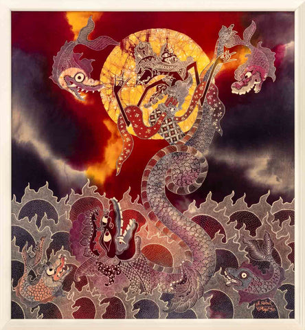 Wiji Hartono Kabul Flaming Dragon Batik Painting