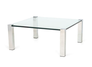 Italian Chrome and Glass Top Coffee Table