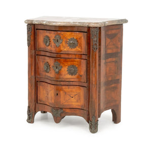 Louis XV Marble Top Ormolu Mounted Walnut Chest