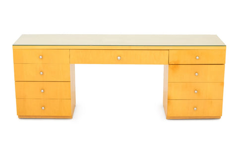 Art Deco Style Blonde Wood Writing Desk