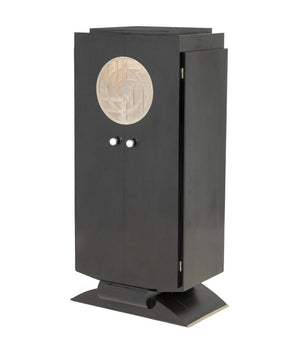 Art Deco Black Lacquered and Chrome Cabinet