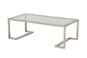 Modern Smoked Glass Top and Metal Coffee Table