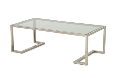 Modern Smoked Glass Top and Metal Coffee Table