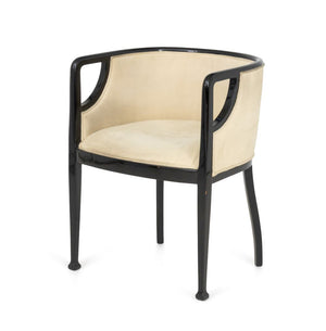 Art Deco Black Lacquered Tub Chair, ca. 1920