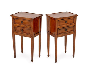 Louis XVI Style Fruitwood Bedside Tables, Pair