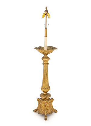 Gothic Revival Gilt Bronze Floor Lamp