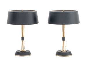 DelightFull Black and Gold-Tone Table Lamps, Pair