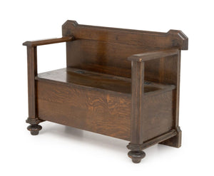 Arts & Crafts Oak Hall Bench, Early 20th C.