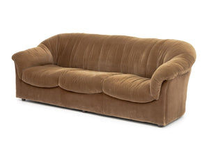 Italian Velvet Upholstered 3-Seat Sofa, 1970