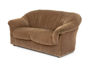 Italian Velvet Upholstered 2-Seat Sofa, 1970s