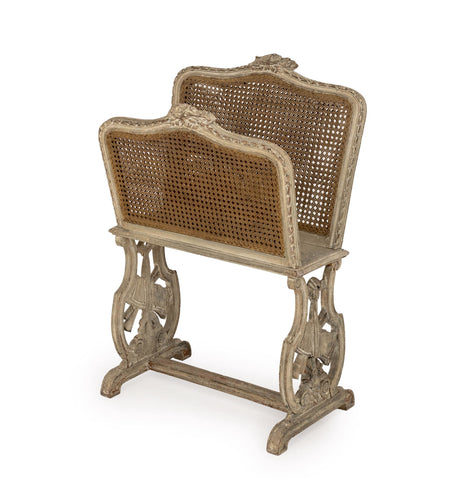 French Provincial Cane Paneled Magazine Rack