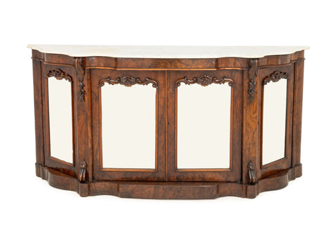 Victorian Walnut Mirrored Credenza