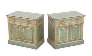 French Provincial Style Painted Cabinets, Pair