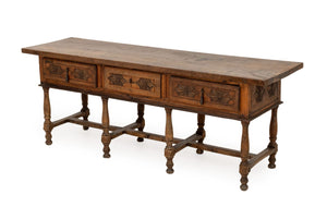 Spanish Baroque-Style Walnut Console Table