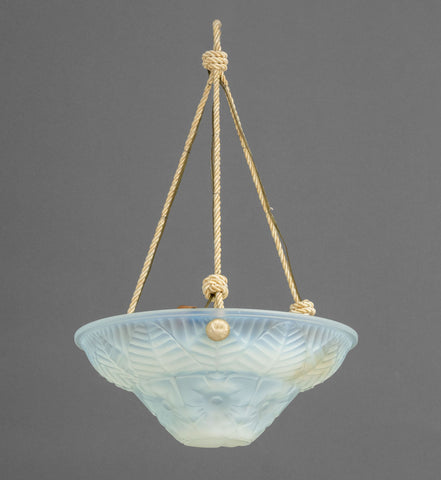 Ranc Freres Lalique Style Vintage Frosted Glass Plafonnier