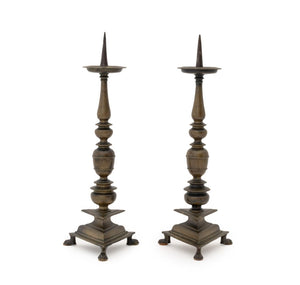 Italian Baroque Bronze Altar Candlesticks, c. 1600