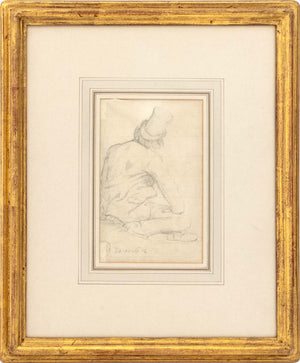 Jean-Paul Laurens Seated Man Chalk, 19th Century