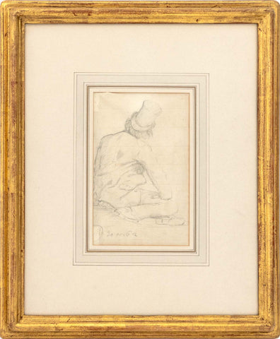 Jean-Paul Laurens Seated Man Chalk, 19th Century