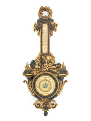 Italian Baroque Style Ebonized & Gilt Barometer