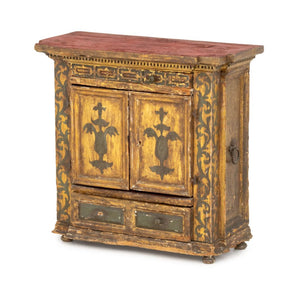 Continental Paint-Decorated Small Cabinet