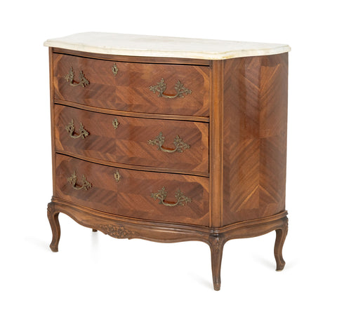 Louis XV Style Walnut Parquetry Commode