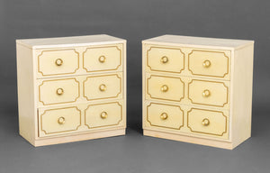 Dorothy Draper Style White Chests of Drawers, 2