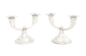 British Art Deco Silver Plate Candelabra, Pair