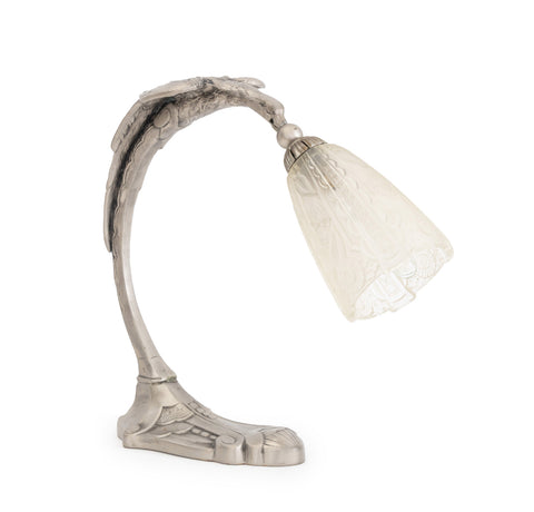 French Art Deco Eagle Form Chrome Table Lamp