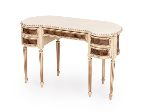 Louis XVI Style Cream Painted Kidney Shaped Desk