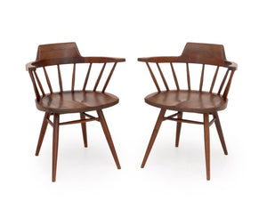 George Nakashima Walnut Captain's Armchairs, Pair