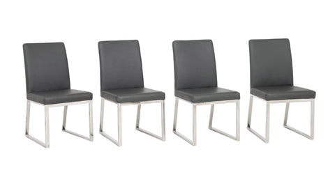 Milo Baughman Style Chrome Dining Chairs, 4