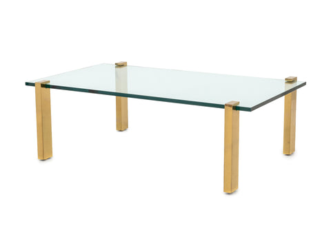 Peter Ghyczy Style Brass and Glass Coffee Table
