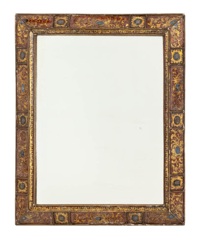 Italian Verre-Eglomise Parclose Giltwood Mirror