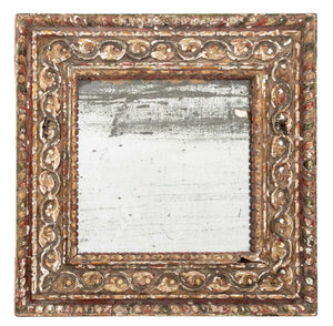 Baroque Painted and Carved Giltwood Mirror, 18th Century