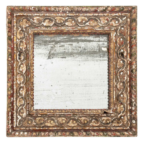 Baroque Painted and Carved Giltwood Mirror, 18th Century