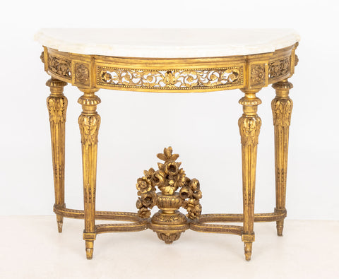 Northern Italian Quartz Top Giltwood Console Table